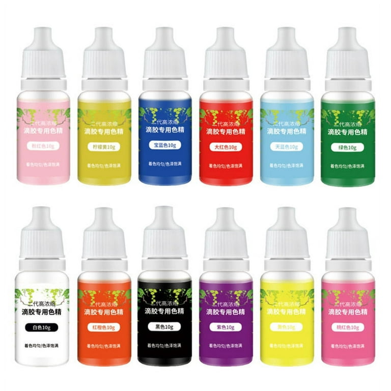 Techinal 12 Colors Epoxy Resin Pigment Kit Transparent Epoxy UV Resin  Coloring Dye Pigment Resin Colorant Dye Fading Resistance 