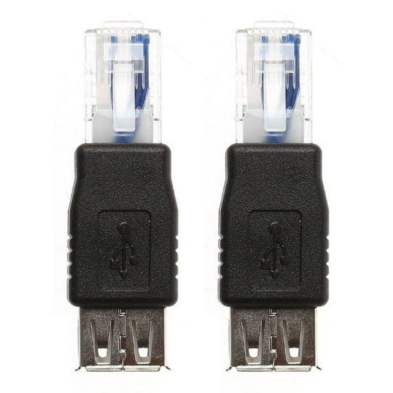 Techinal 2Pcs USB Type A Female To Ethernet Internet RJ45 Male Connector Converter Adapter