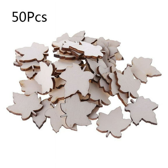 Techinal 50pcs Laser Cut Wood Maple Leaf Embellishment Wooden Shape Craft Wedding Decor