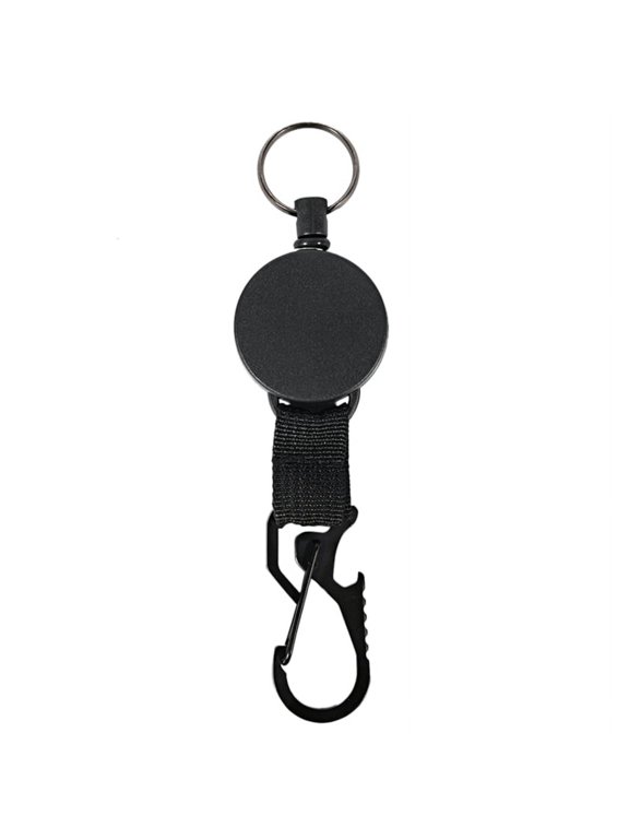 60cm Retractable Recoil Anti Lost Ski Pass ID Card Holder Wire Rope Keychain