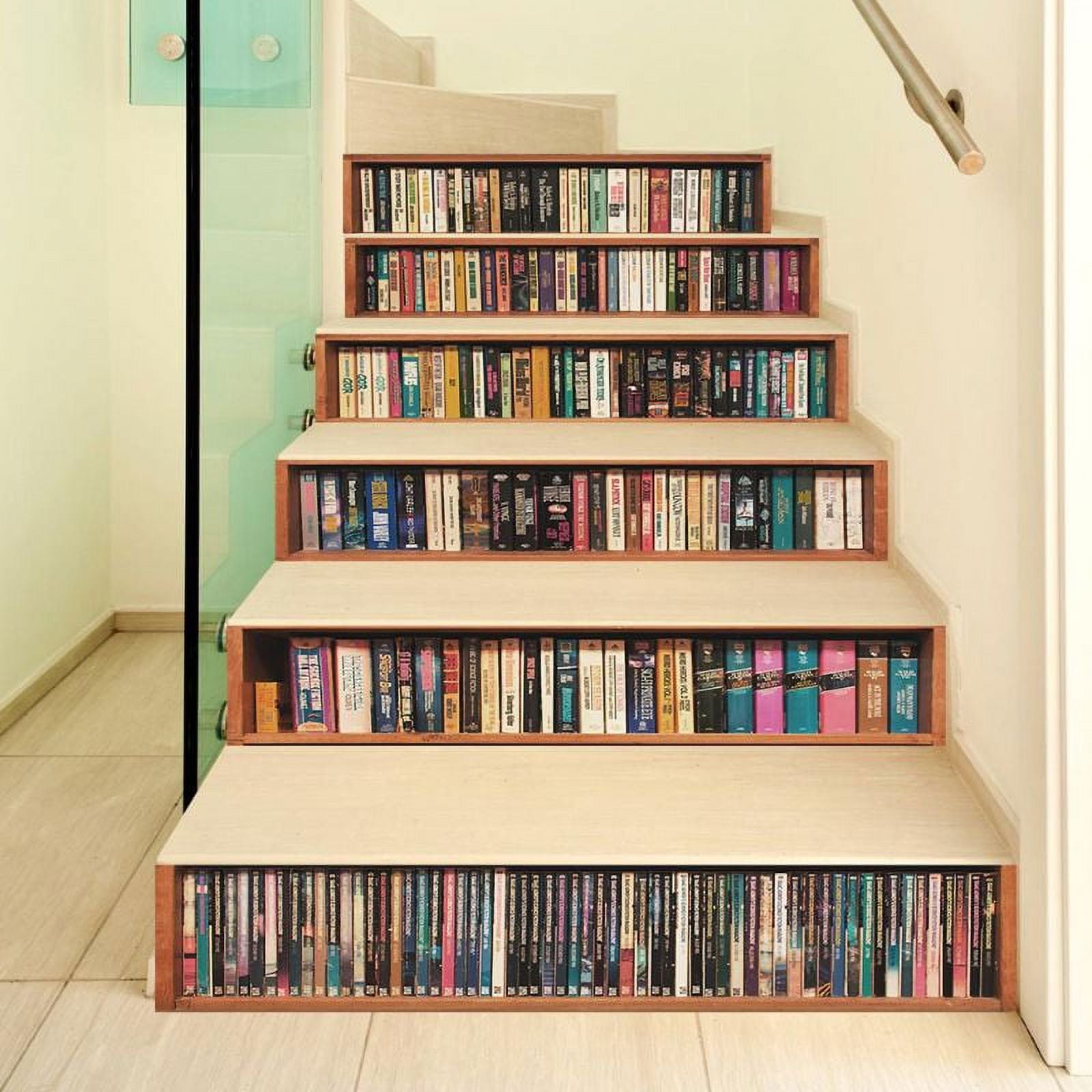 Simulation Bookcase Artistic Peel And Stick Stair Riser - Temu