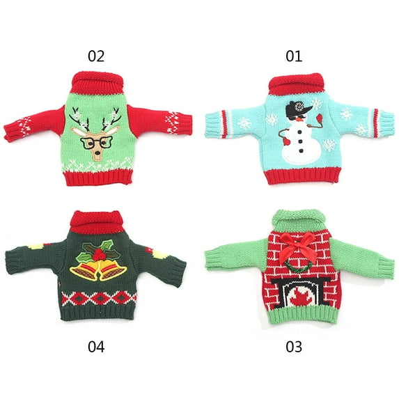 Techinal Christmas Sweater Wine Bottle Cover Knitted Ugly Sweaters Wine Bottle Coat Gift Bag Birthday Party Decorations