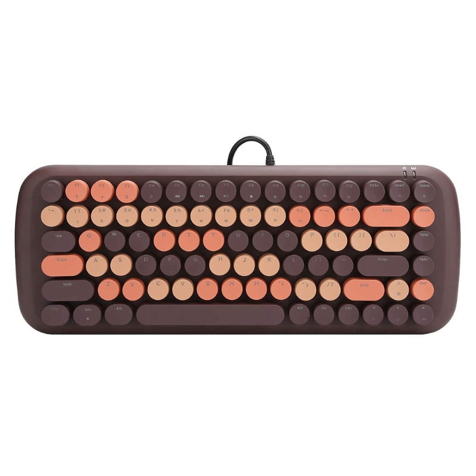 Techinal Colorful Wired Keyboard 84 Keys USB Mechanical Gaming Keyboard with Retro Round Keycap for Laptop