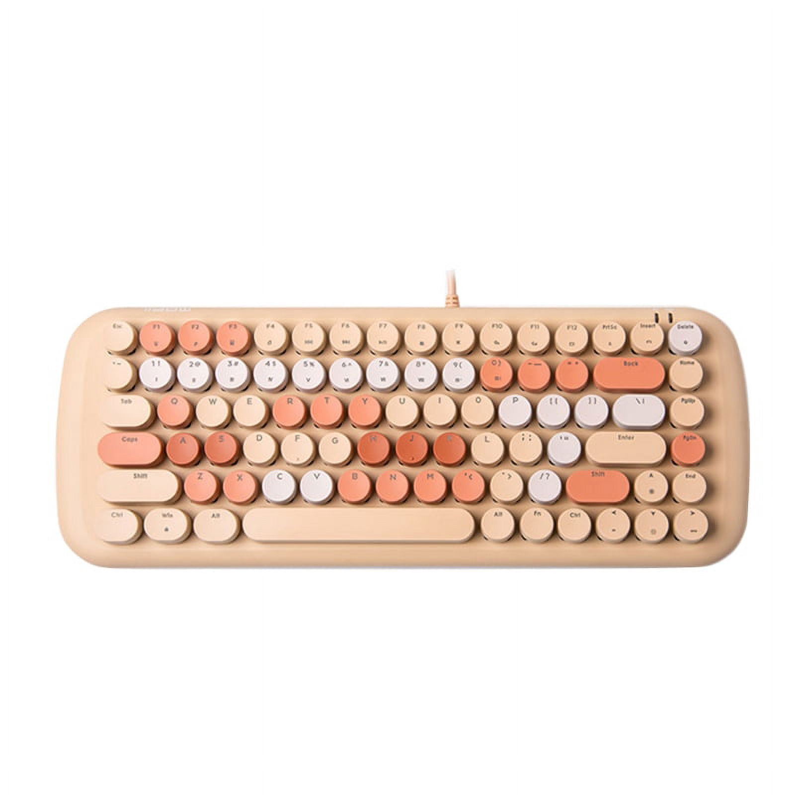 Techinal Colorful Wired Keyboard 84 Keys USB Mechanical Gaming Keyboard with Retro Round Keycap for Laptop