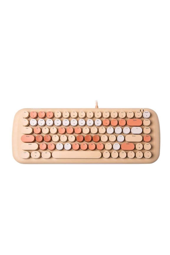 Colorful Wired Keyboard 84 Keys USB Mechanical Gaming Keyboard with Retro Round Keycap for Laptop