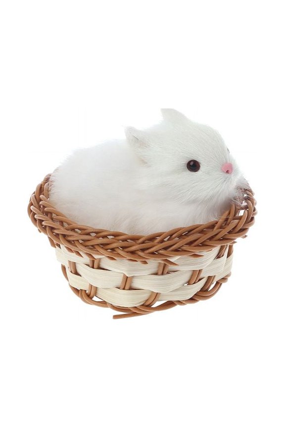 Hare Rabbits In Basket Furry Plush Toys Craft Collectible Gift For Children Kids