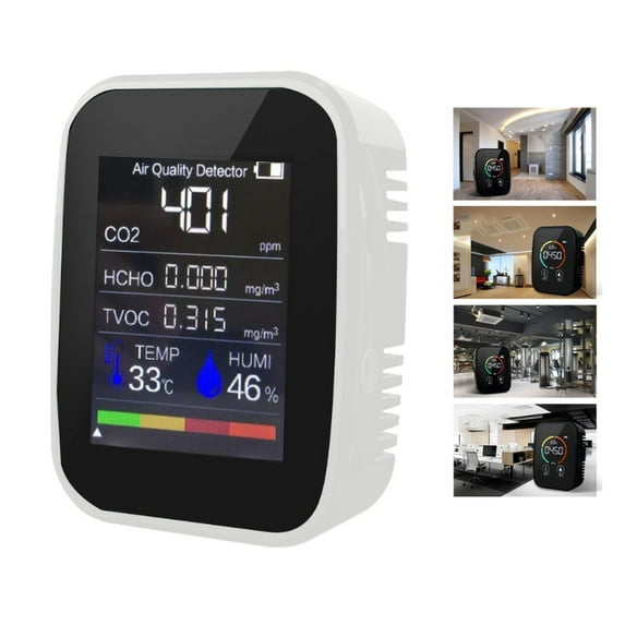 Techinal Multifunctional 5 in1 CO2 Meter Digital Temperature Humidity Sensor Tester Air Quality Monitor Carbon Dioxide TVOC HCHO