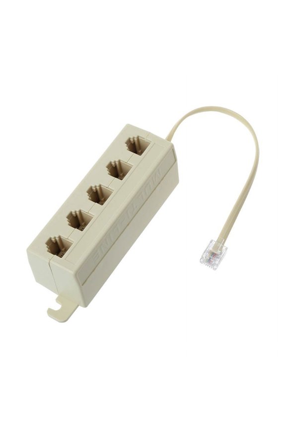 RJ11 Jack 5 Way Outlet Telephone Phone Modular Line Splitter Plug Adapter 6P4C