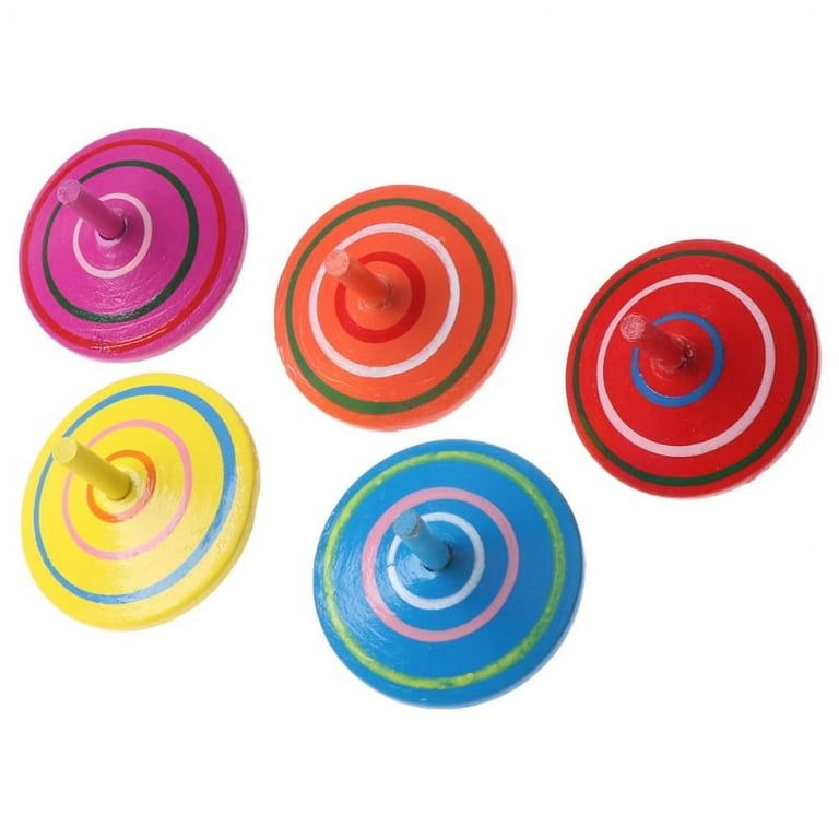 4pcs Unfinished Spinning Top DIY Painting Wooden Gyroscope Peg Top Toy For Kids