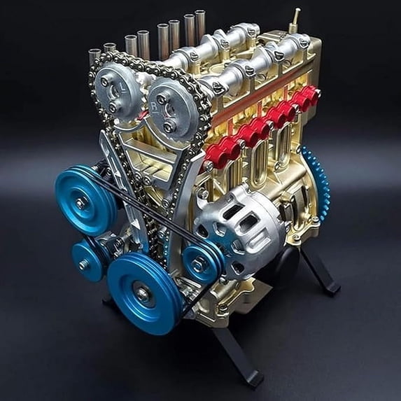 Teching Mini Diesel Engine Build Kit, Model Engine Kit for Adults - Assemble Precision Metal Motor with Kids, DIY Educational Toy with Working Parts