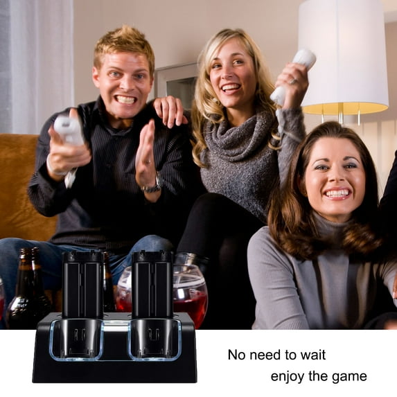 Techken Wii U Charging Docking Station w/ Four 2800mAh Rechargeable Batteries, Compatible with Wii Remote