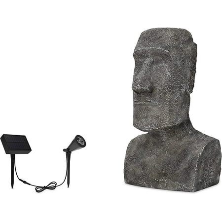 Techko Island Head Statue with Solar Spotlight