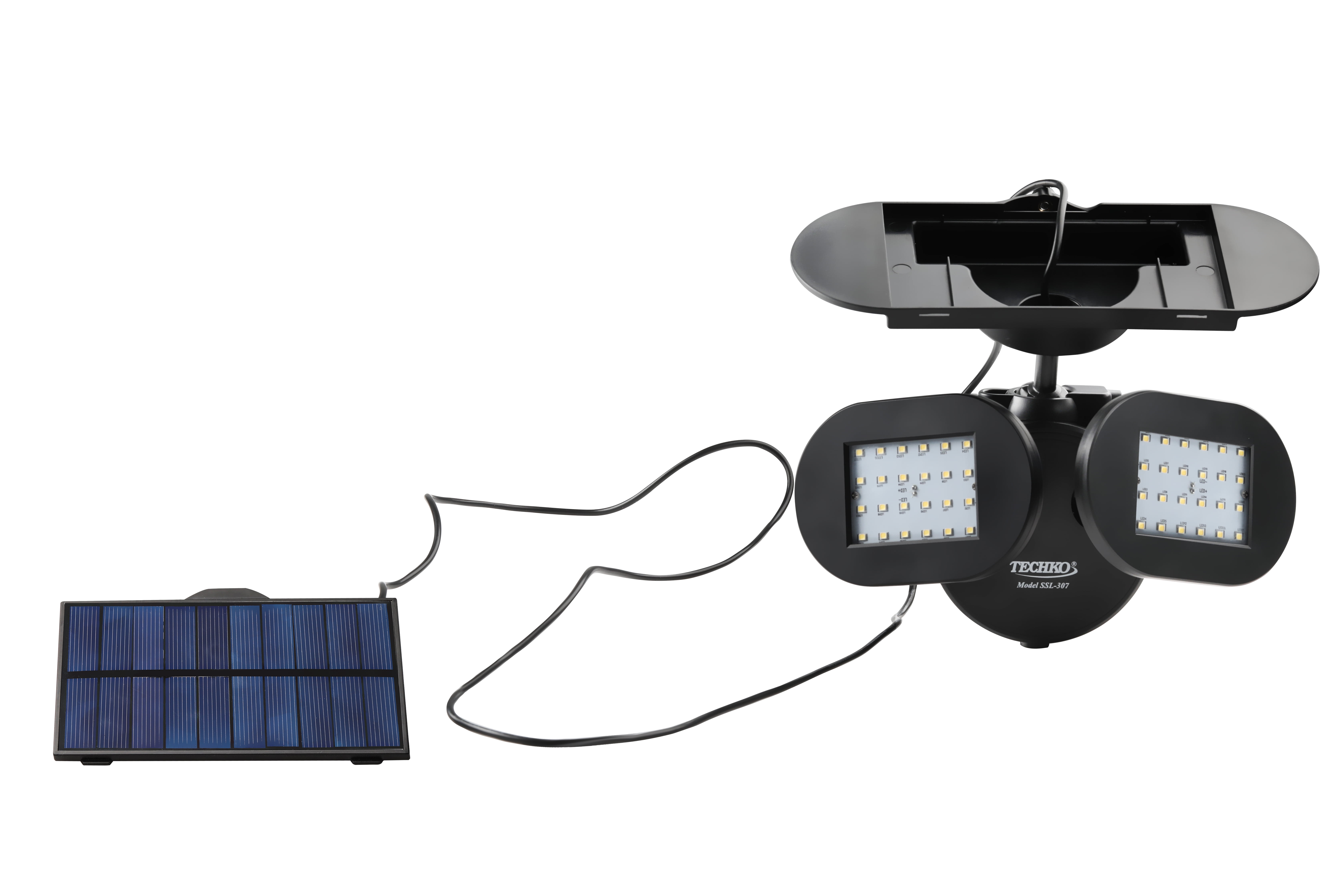 Techko Solar Security Light - Twin Light (with Removable Panel)