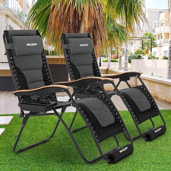 Techmilly 2pcs Oversized Zero Gravity Chair XL 30"for Outside,Support 500LBS