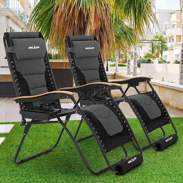 Techmilly 2pcs Oversized Zero Gravity Chair XL 30"for Outside,Support