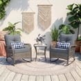 thumbnail image 1 of Techmilly 3-Piece Outdoor Rocking Chairs, Wicker Patio Furniture with Thickened Cushions and Table for Porch (Grey), 1 of 12
