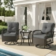 thumbnail image 1 of Techmilly 3 Pieces Patio Furniture Set, Outdoor Swivel Gliders Rocker, Glass Top Side Table (Grey), 1 of 13