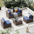 thumbnail image 1 of Techmilly Patio Furniture Sets, Modular Rattan Outdoor Patio Sectional Furniture Sofa Set, Wicker Patio Conversation Set for Backyard,5PCS, 1 of 7