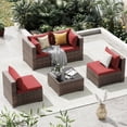 thumbnail image 1 of Techmilly Patio Furniture Sets, Modular Rattan Outdoor Patio Sectional Furniture Sofa Set, Wicker Patio Conversation Set for Backyard,5PCS, 1 of 7