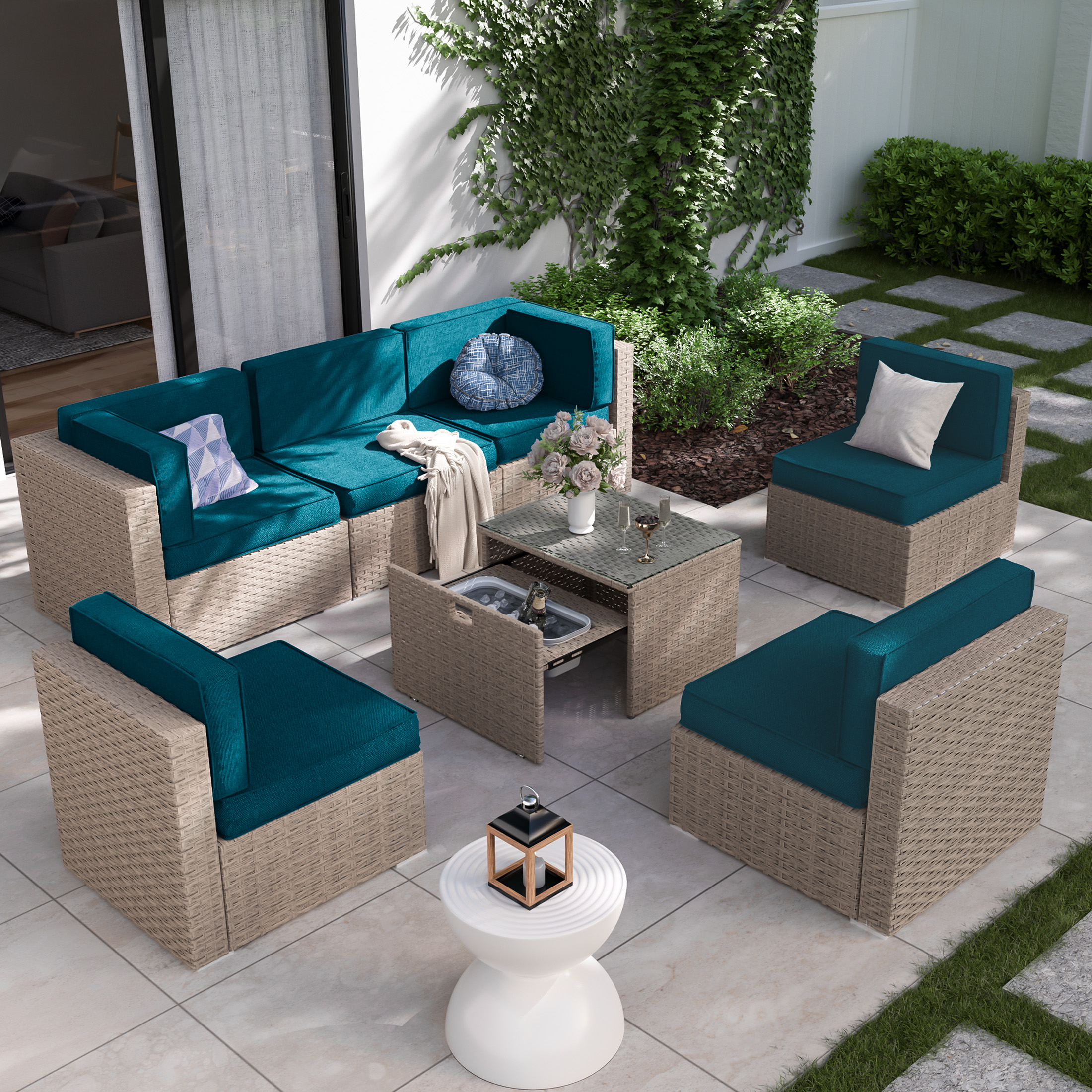 Devoko 7 Pieces Outdoor Sectional Sofa Patio Furniture Sets Manual