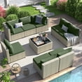 thumbnail image 1 of Techmilly 9 Pieces Outdoor Patio Furniture Set, Outdoor Wicker Patio Conversation Set with Cushions for Backyard, Porch, Garden(Green), 1 of 8