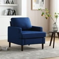 thumbnail image 1 of Techmilly Accent Chairs, Mid-Century Linen Fabric Armchair for Living Room, Modern Comfy Sofa Chair for Bedroom, Upholstered Reading Chairs for Reading Space, Wating Room - Blue, 1 of 7