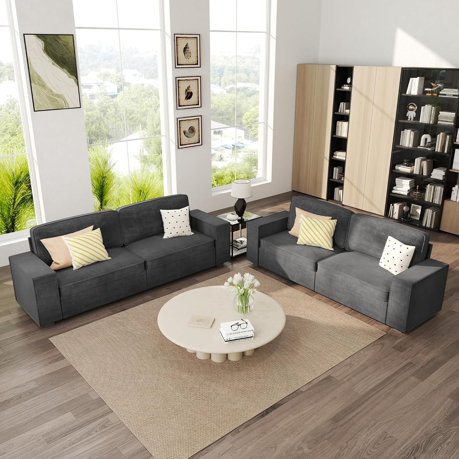 Techmilly Living Room Loveseat Sofa Set of 2, Modern Comfy Sofa with ...