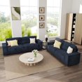 thumbnail image 1 of Techmilly Living Room Loveseat Sofa Set of 2, Modern Comfy Sofa with Wide Armrest, 2 Seater Chenille Couch, Removable Cover, Deep Seat Sofa, Navy Blue, 1 of 9
