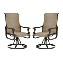 Techmilly Outdoor Dining Chairs , Patio Swivel Chairs Set of 2, Support 400lbs , Brown