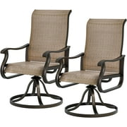 Techmilly Outdoor Dining Chairs , Patio Swivel Chairs Set of 2, Support 400lbs , Brown