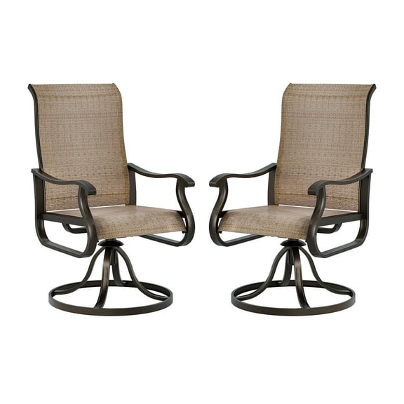 Techmilly Outdoor Dining Chairs , Patio Swivel Chairs Set of 2, Support 400lbs , Brown