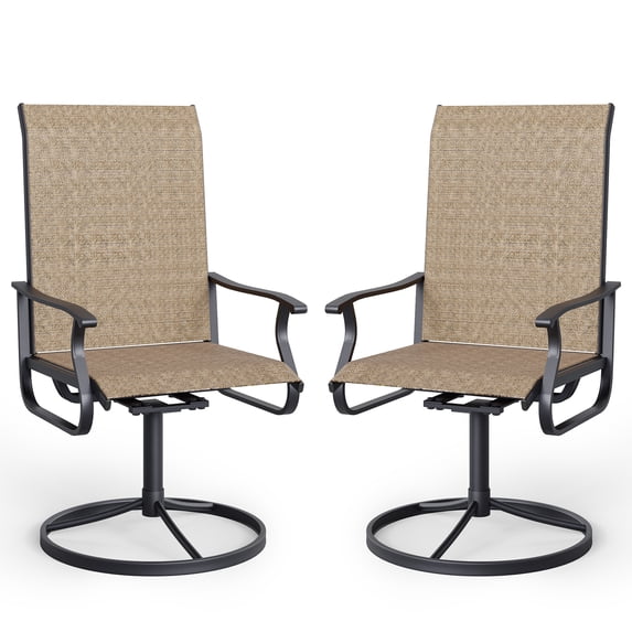 Techmilly Outdoor Dining Chairs , Patio Swivel Chairs Set of 2, Support 400lbs , Brown