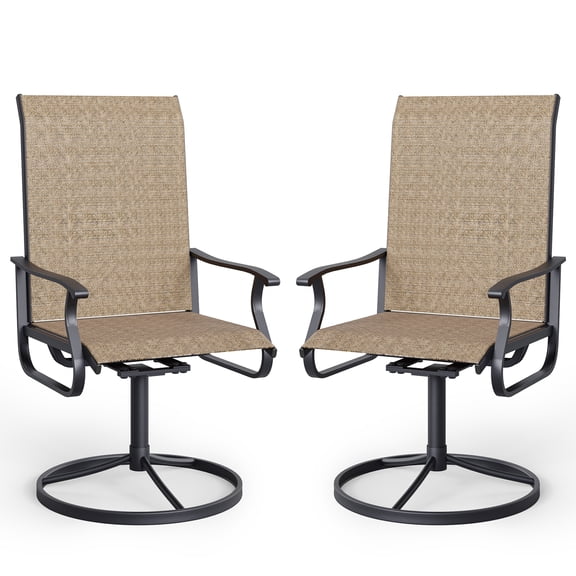 Techmilly Outdoor Dining Chairs , Patio Swivel Chairs Set of 2, Support 400lbs , Brown
