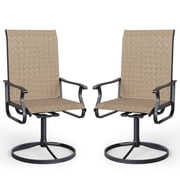 Techmilly Outdoor Dining Chairs , Patio Swivel Chairs Set of 2, Support 400lbs , Brown