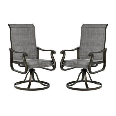 Techmilly Outdoor Dining Chairs , Patio Swivel Chairs Set of 2, Support 400lbs , Dark Grey