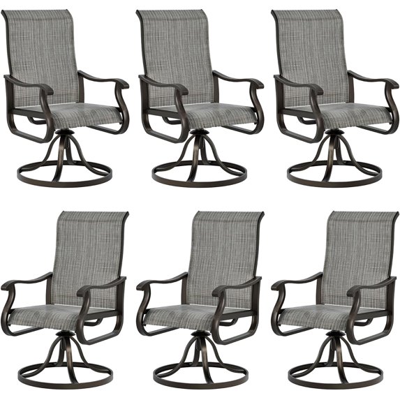 Techmilly Outdoor Dining Chairs , Patio Swivel Chairs Set of 6, Support 400lbs , Light Grey
