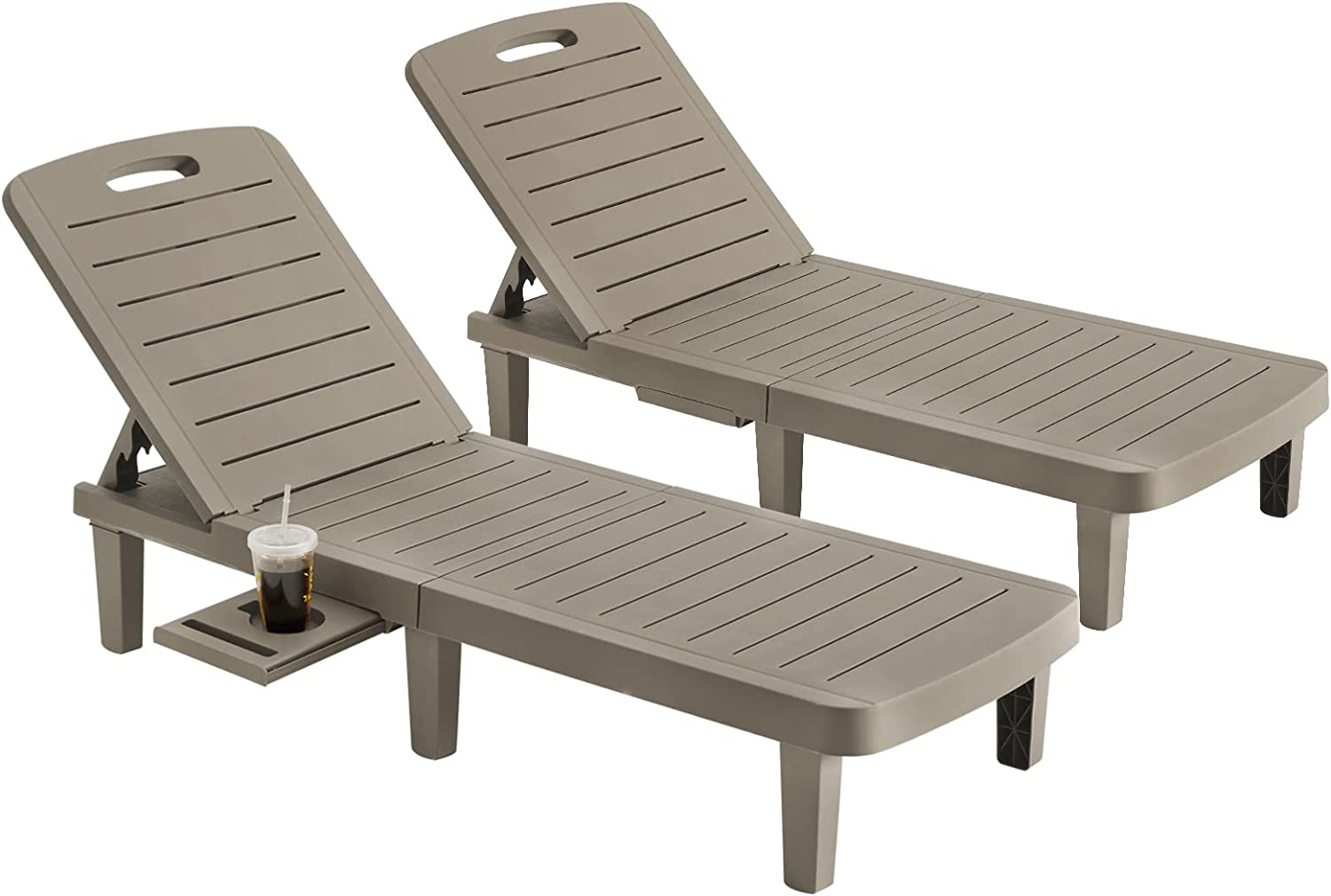 KidKraft Wooden Outdoor Double Chaise Lounge with Cup Holders, Espresso