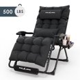 thumbnail image 1 of Techmilly Oversized Zero Gravity Chair Set of 1, 29In XL Lawn Chair with Cushion,Support 500LB,Black, 1 of 12