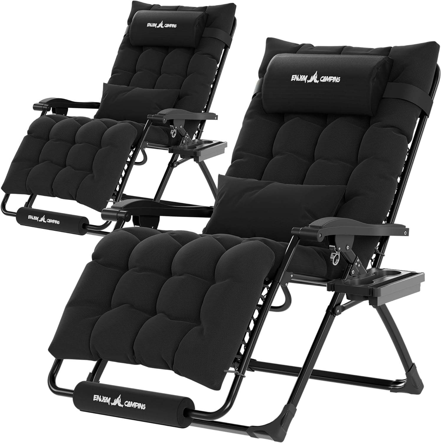 Techmilly Oversized Zero Gravity Chair Set of 2, 29In XL Lawn Chair with Cushion,Support 500LB