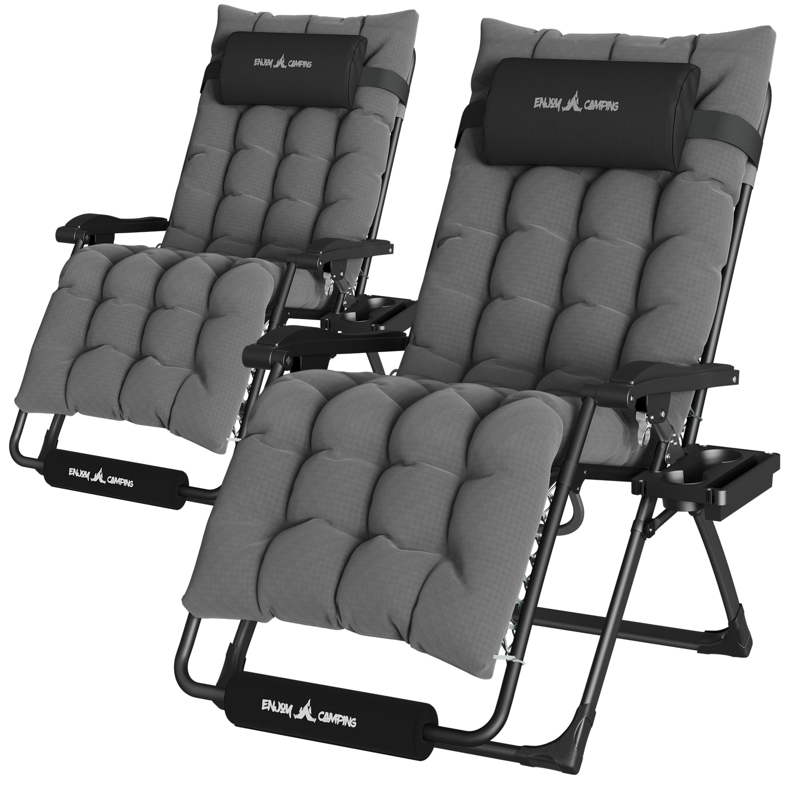 Techmilly Oversized Zero Gravity Chair Set of 2, 29In XL Lawn Chair with Cushion,Support 500LB