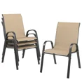 thumbnail image 1 of Techmilly Patio Chairs Set of 4, Outdoor Dining Chairs High Back with All Weather Breathable Textilene, Metal Frame for Lawn Garden Backyard Deck, Brown, 1 of 7