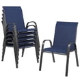 thumbnail image 1 of Techmilly Patio Chairs Set of 6, Outdoor Dining Chairs High Back with All Weather Breathable Textilene, Metal Frame for Lawn Garden Backyard Deck, Blue, 1 of 7