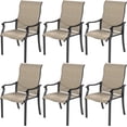 thumbnail image 1 of Techmilly Patio Chairs Set of 6, Outdoor Dining Chairs High Back with All Weather Breathable Textilene, Metal Frame for Lawn Garden Backyard Deck, Brown, 1 of 9