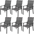 thumbnail image 1 of Techmilly Patio Chairs Set of 6, Outdoor Dining Chairs High Back with All Weather Breathable Textilene, Metal Frame for Lawn Garden Backyard Deck, Dark Grey, 1 of 9