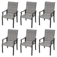 thumbnail image 1 of Techmilly Patio Chairs Set of 6, Outdoor Dining Chairs High Back with All Weather Breathable Textilene, Metal Frame for Lawn Garden Backyard Deck, Grey White, 1 of 9