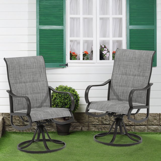 Techmilly Patio Swivel Chairs Set of 2, Outdoor Dining Chairs High Back