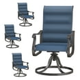 thumbnail image 1 of Techmilly Patio Swivel Chairs Set of 4, Outdoor Dining Chairs High Back Padded All Weather Breathable Textilene Outdoor Swivel Chairs with Metal Rocking Frame for Lawn Garden Backyard Deck, Navy Blue, 1 of 7