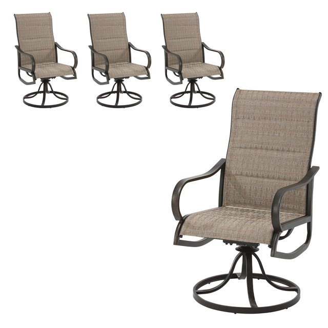 Techmilly Patio Swivel Chairs Set of 4, Outdoor Dining Chairs High Back, Padded All Weather