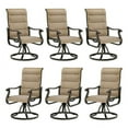 thumbnail image 1 of Techmilly Patio Swivel Chairs Set of 6, Outdoor Dining Chairs High Back, Padded All Weather Breathable Textilene Outside Furniture Chair , Grey White, 1 of 11