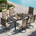 thumbnail image 1 of Techmilly Patio Swivel Chairs Set of 6, Outdoor Dining Chairs High Back, Padded All Weather Breathable Textilene Outside Furniture Chair , Grey White, 1 of 10